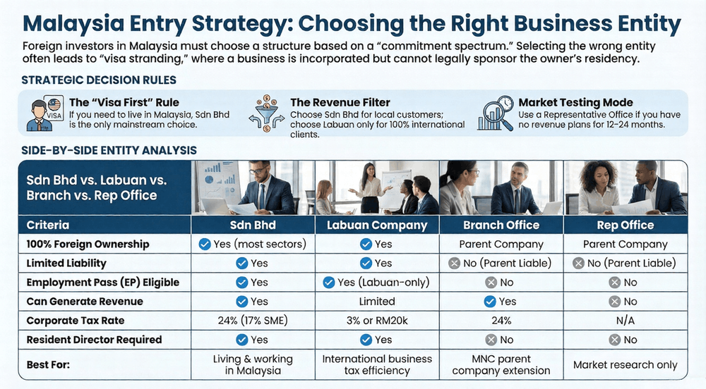 Comparison of various business entities in Malaysia infographic